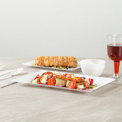 Moderna Rectangle White Plastic Plate - 9 1/2" x 6 1/4" x 1/2" - 100 count box