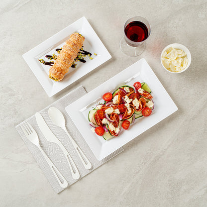 Moderna Rectangle White Plastic Plate - 9 1/2" x 6 1/4" x 1/2" - 100 count box