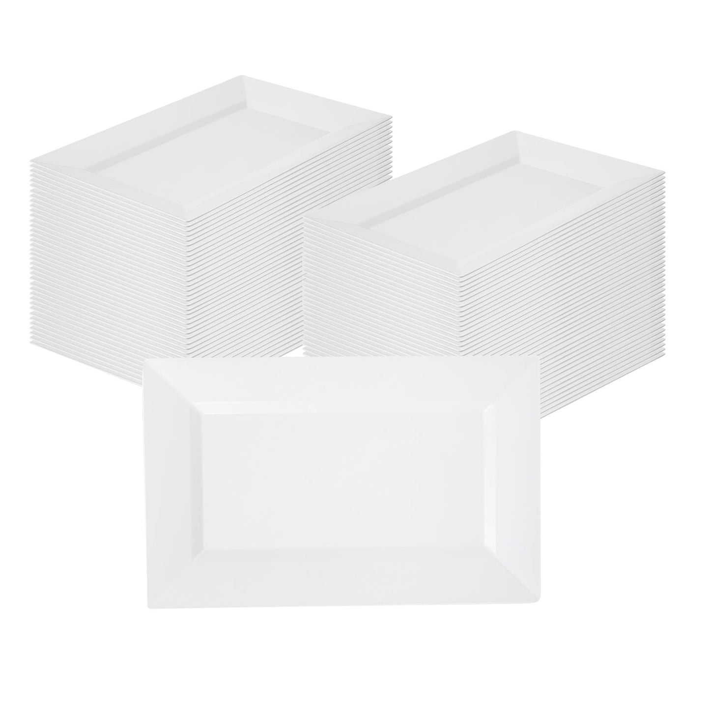 Moderna Rectangle White Plastic Plate - 11 1/2" x 7 1/4" x 3/4" - 10 count box