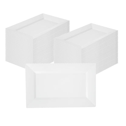 Moderna Rectangle White Plastic Plate - 11 1/2" x 7 1/4" x 3/4" - 10 count box