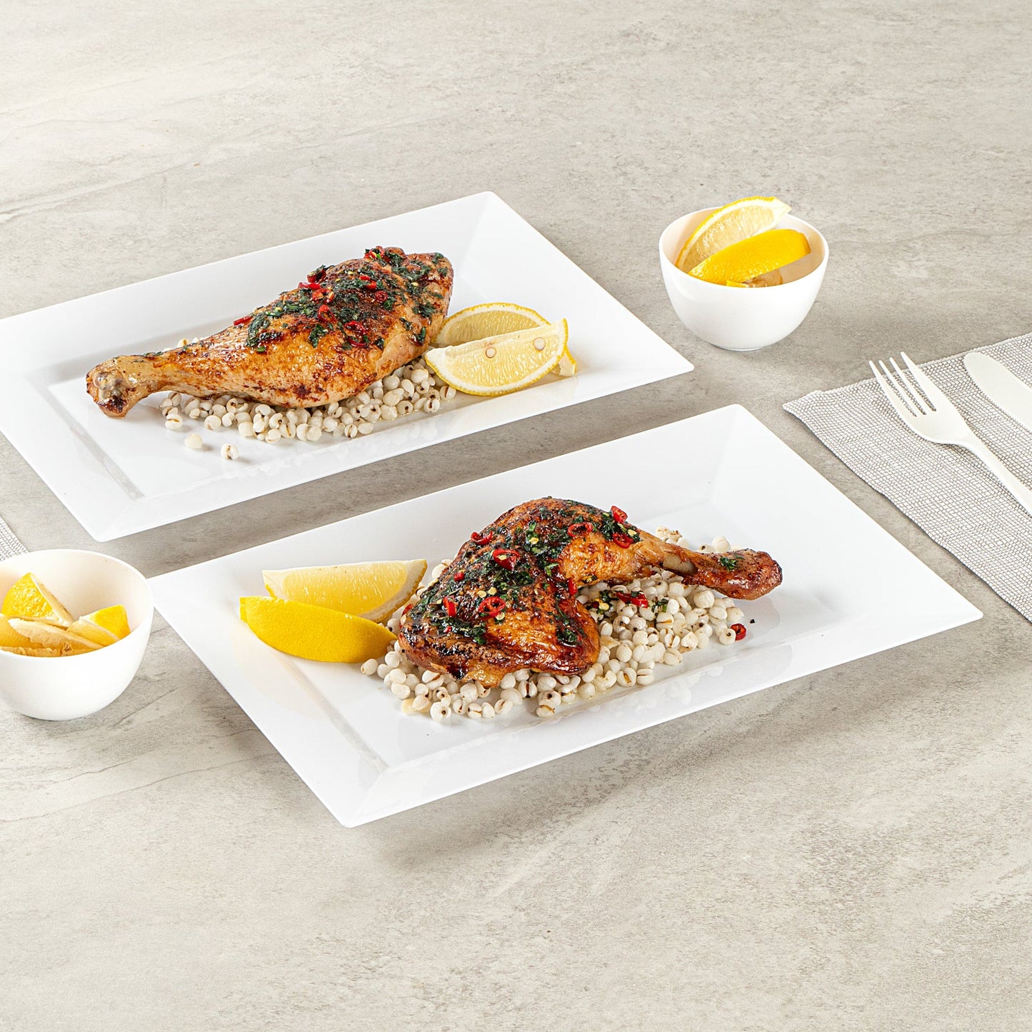 Moderna Rectangle White Plastic Plate - 11 1/2" x 7 1/4" x 3/4" - 10 count box