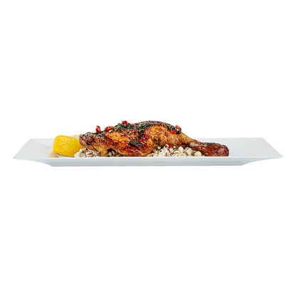 Moderna Rectangle White Plastic Plate - 11 1/2" x 7 1/4" x 3/4" - 10 count box