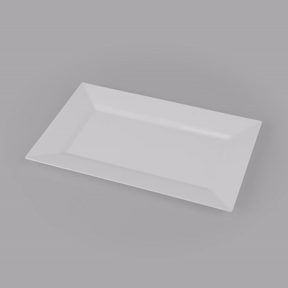 Moderna Rectangle White Plastic Plate - 11 1/2" x 7 1/4" x 3/4" - 10 count box