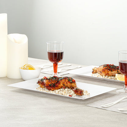 Moderna Rectangle White Plastic Plate - 11 1/2" x 7 1/4" x 3/4" - 10 count box