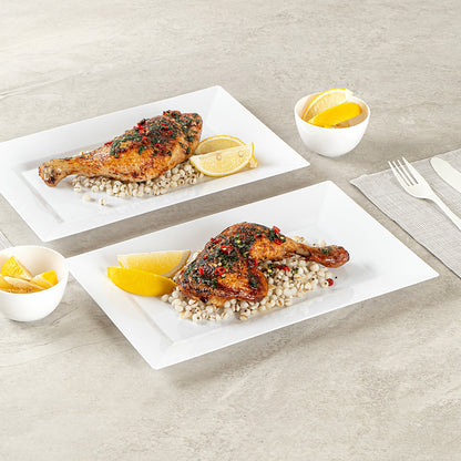 Moderna Rectangle White Plastic Plate - 11 1/2" x 7 1/4" x 3/4" - 100 count box