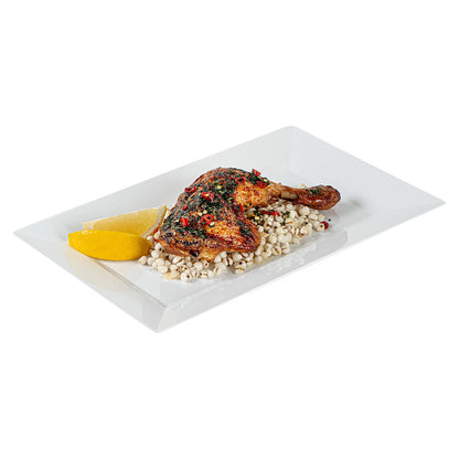 Moderna Rectangle White Plastic Plate - 11 1/2" x 7 1/4" x 3/4" - 100 count box