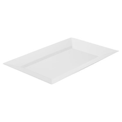 Moderna Rectangle White Plastic Plate - 12 3/4" x 8 1/4" x 3/4" - 10 count box