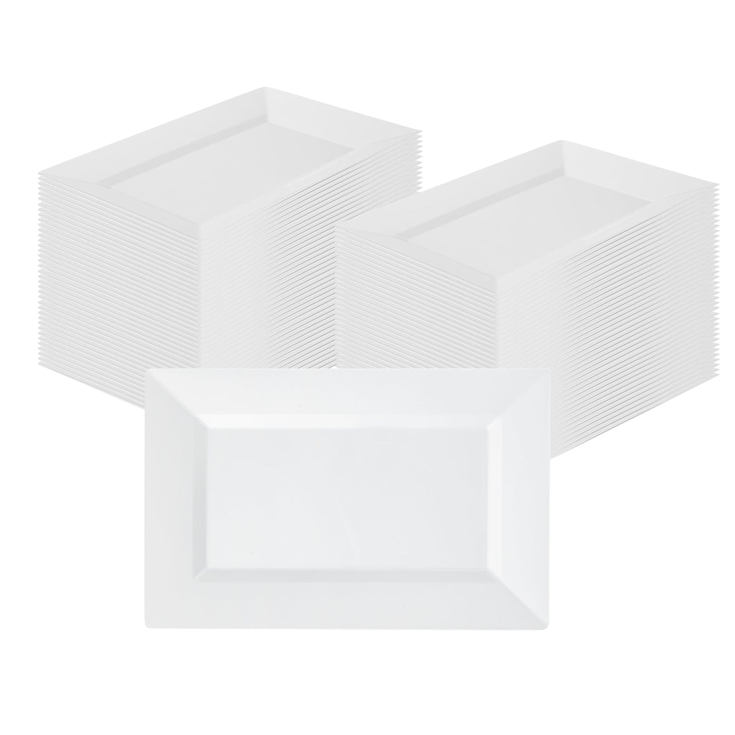 Moderna Rectangle White Plastic Plate - 12 3/4" x 8 1/4" x 3/4" - 10 count box