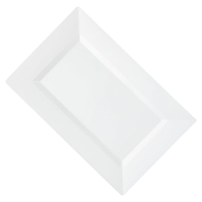 Moderna Rectangle White Plastic Plate - 12 3/4" x 8 1/4" x 3/4" - 10 count box