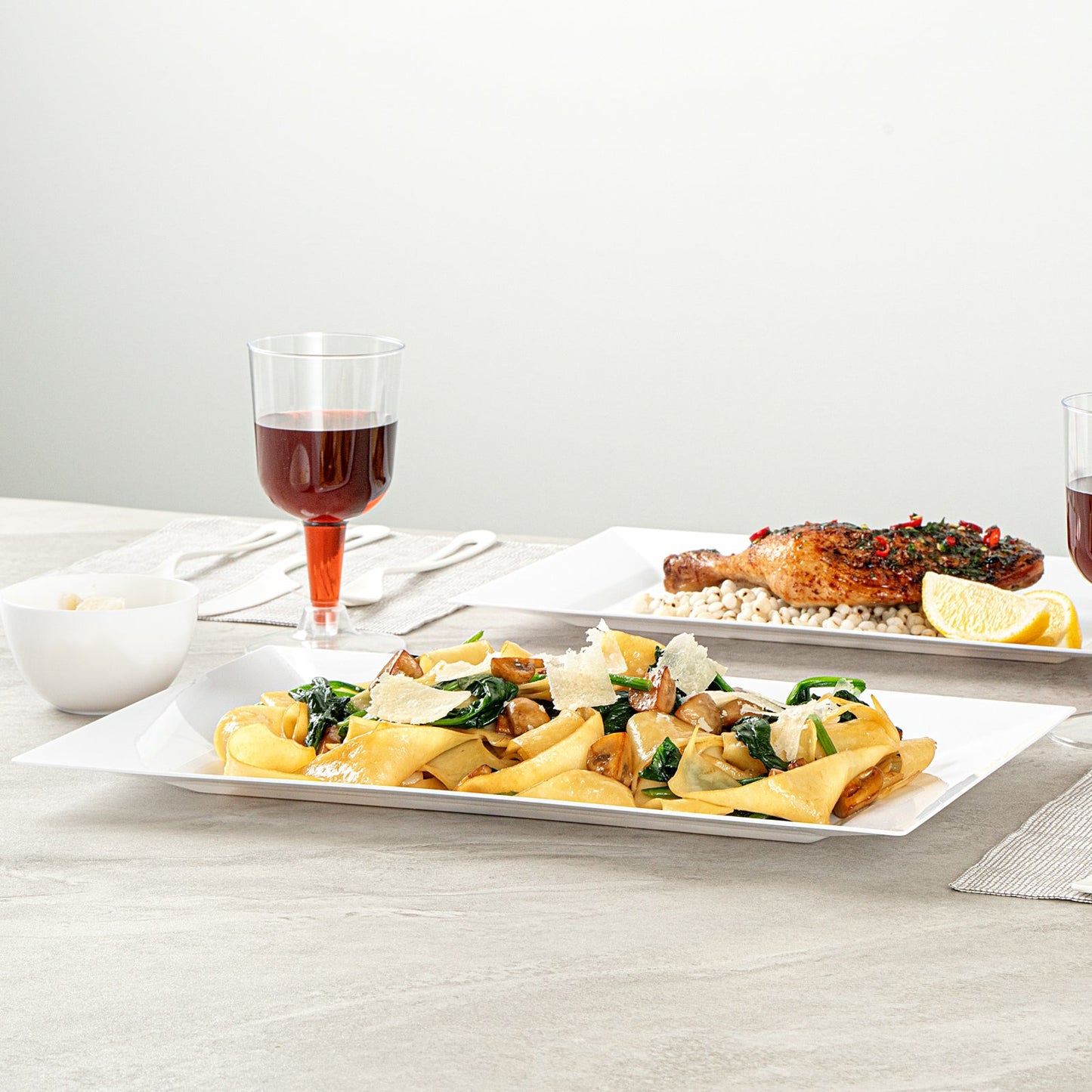Moderna Rectangle White Plastic Plate - 12 3/4" x 8 1/4" x 3/4" - 10 count box