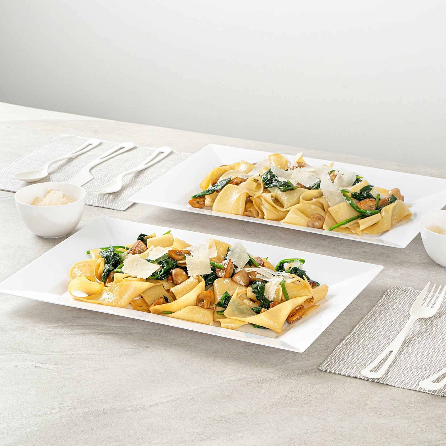 Moderna Rectangle White Plastic Plate - 12 3/4" x 8 1/4" x 3/4" - 100 count box