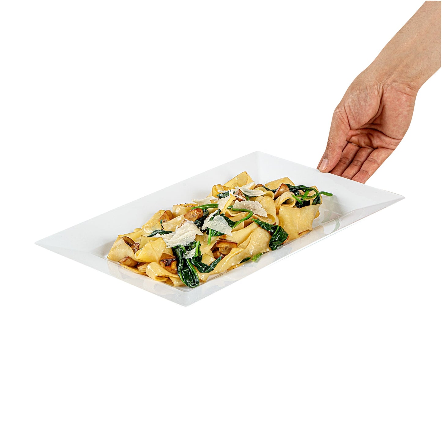 Moderna Rectangle White Plastic Plate - 12 3/4" x 8 1/4" x 3/4" - 100 count box