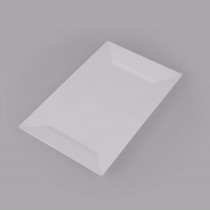 Moderna Rectangle White Plastic Plate - 12 3/4" x 8 1/4" x 3/4" - 100 count box