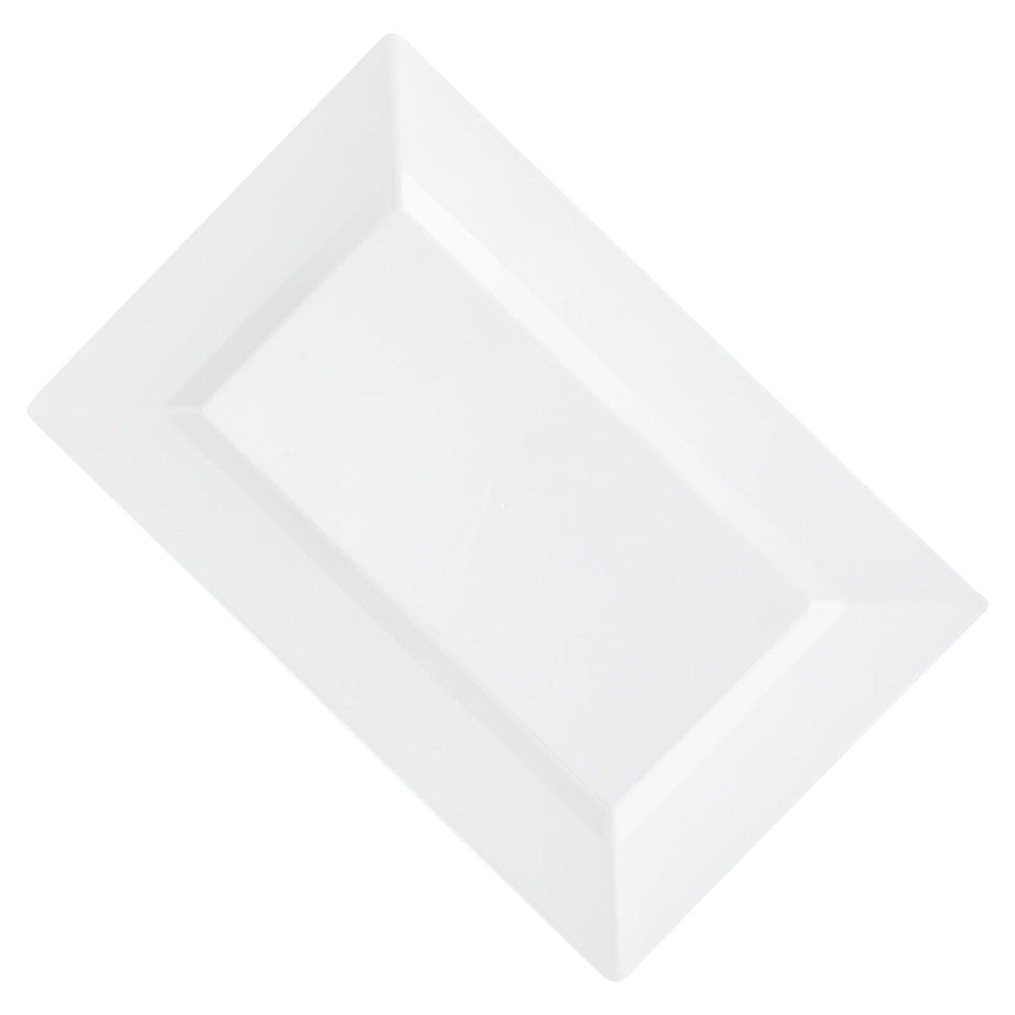 Moderna Rectangle White Plastic Plate - 12 3/4" x 8 1/4" x 3/4" - 100 count box
