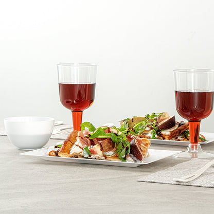 Moderna Rectangle White Plastic Silver-Rimmed Plate - 7 1/2" x 5 1/4" x 1/2" - 10 count box