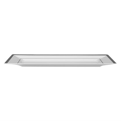 Moderna Rectangle White Plastic Silver-Rimmed Plate - 11 1/2" x 7 1/4" x 3/4" - 100 count box