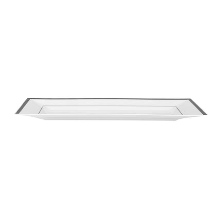 Moderna Rectangle White Plastic Silver-Rimmed Plate - 12 3/4" x 8 1/4" x 3/4" - 100 count box