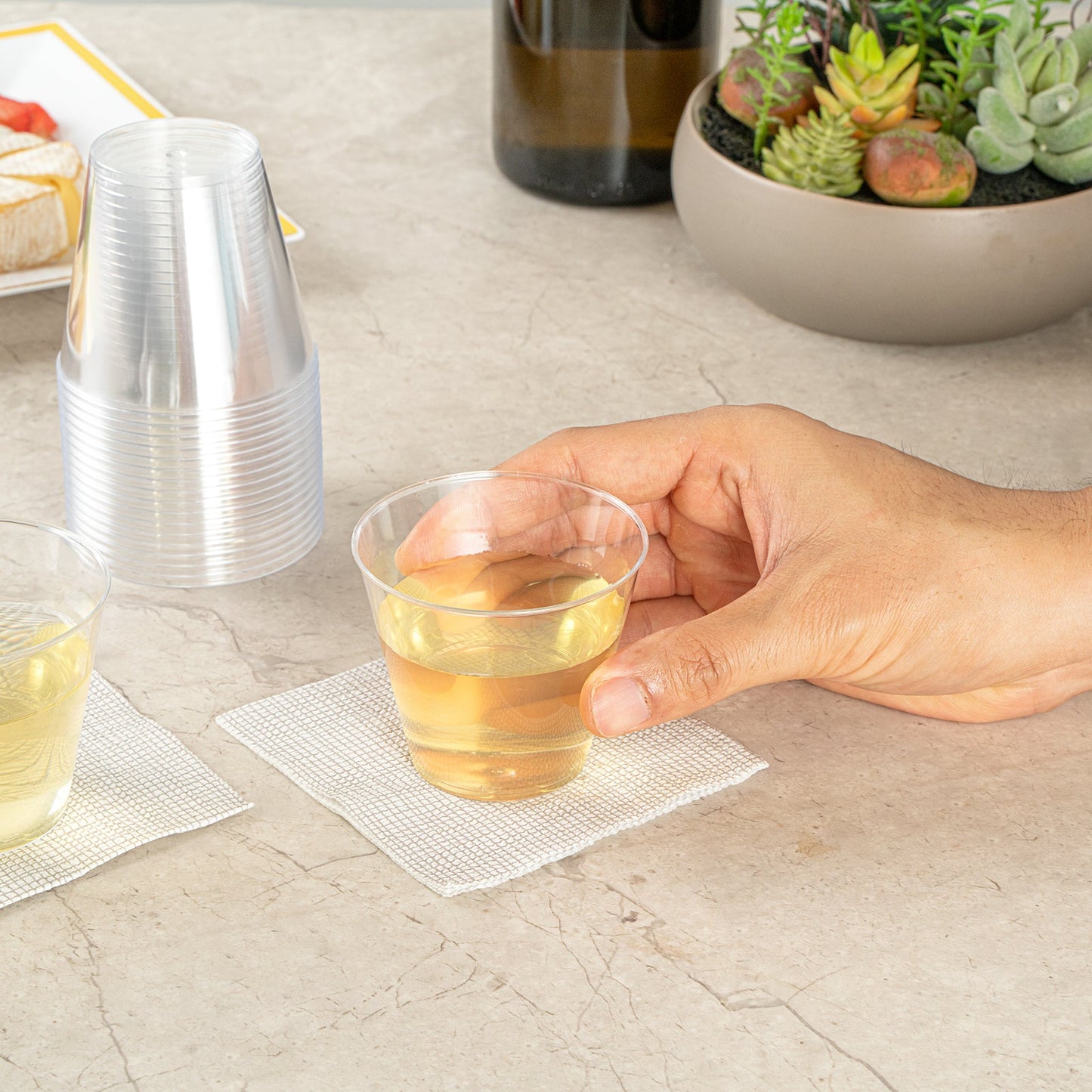 Chef 101 5 oz Clear Plastic Tumbler - 2 3/4" x 2 3/4" x 2 1/4" - 20 count box