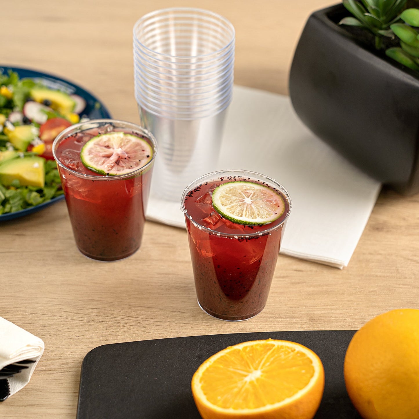 Chef 101 7 oz Clear Plastic Tumbler - 2 3/4" x 2 3/4" x 3 1/4" - 20 count box