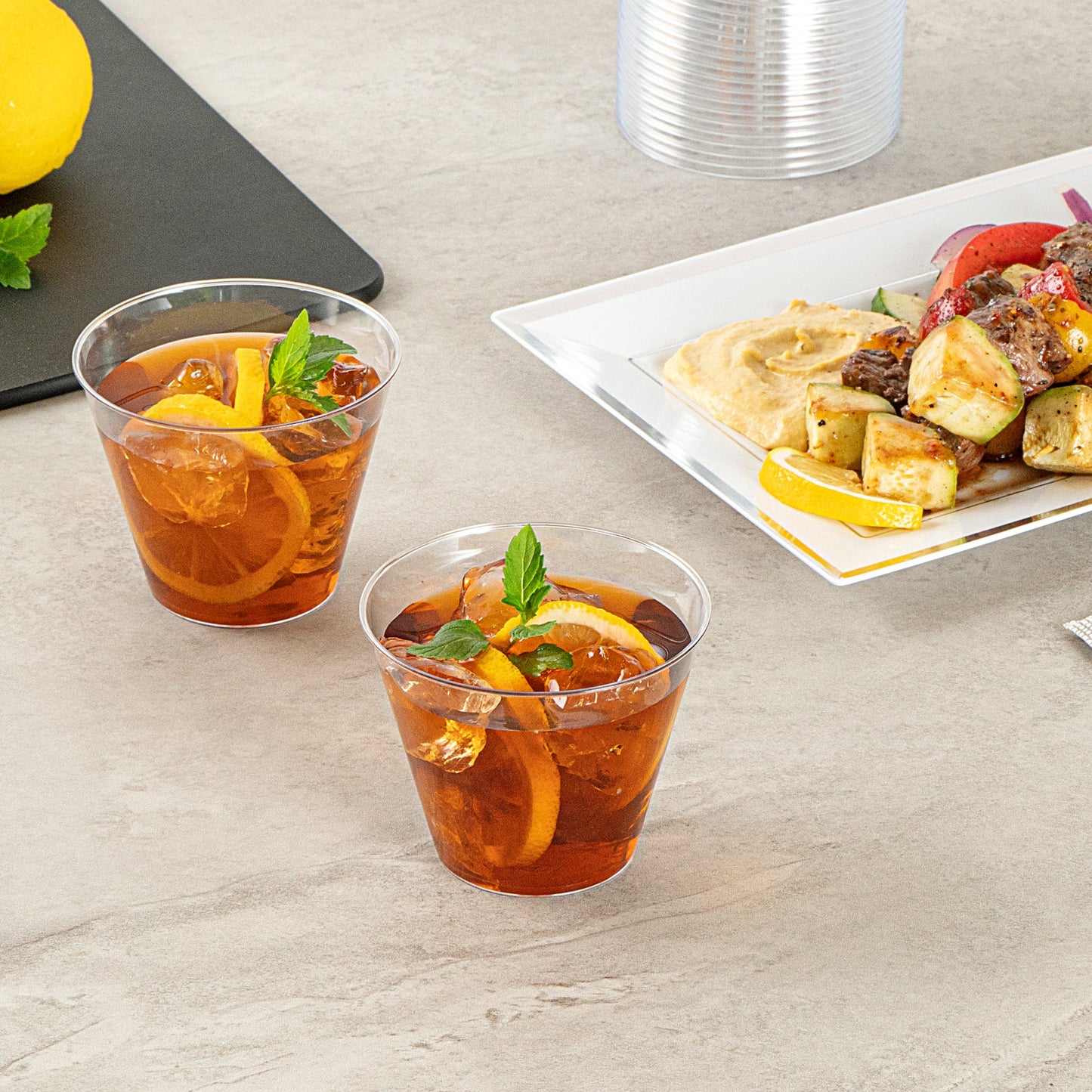 Chef 101 9 oz Clear Plastic Tumbler - 3 1/2" x 3 1/2" x 2 3/4" - 500 count box