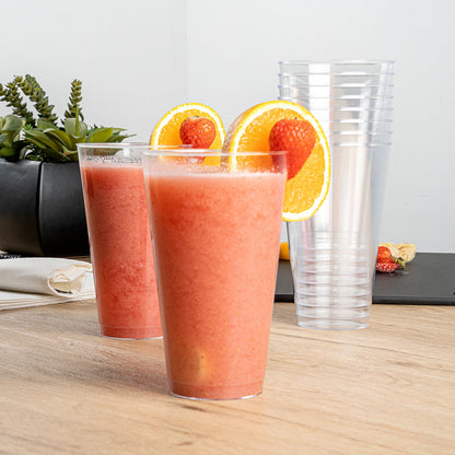 Chef 101 16 oz Clear Plastic Tumbler - 3 1/4" x 3 1/4" x 5 1/4" - 20 count box