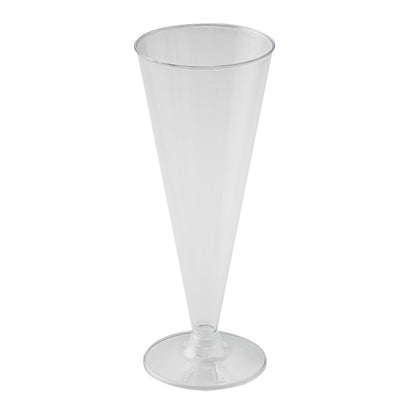 Chef 101 7 oz Clear Plastic Long Champagne Flute - 2 3/4" x 2 3/4" x 6 3/4" - 100 count box