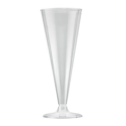 Bev Tek 7 oz Clear Plastic Long Champagne Flute - 2 3/4" x 2 3/4" x 6 3/4" - 20 count box