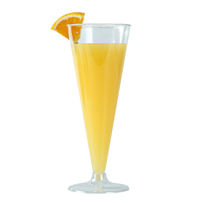 Chef 101 7 oz Clear Plastic Long Champagne Flute - 2 3/4" x 2 3/4" x 6 3/4" - 100 count box
