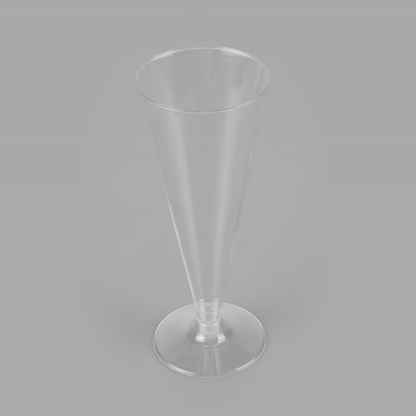 Chef 101 7 oz Clear Plastic Long Champagne Flute - 2 3/4" x 2 3/4" x 6 3/4" - 100 count box