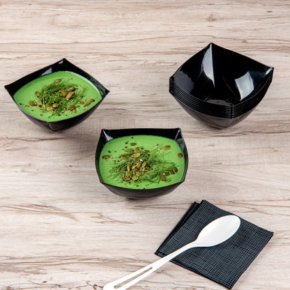 Moderna 8 oz Square Black Plastic Bowl - 4 1/2" x 4 1/2" x 2" - 10 count box