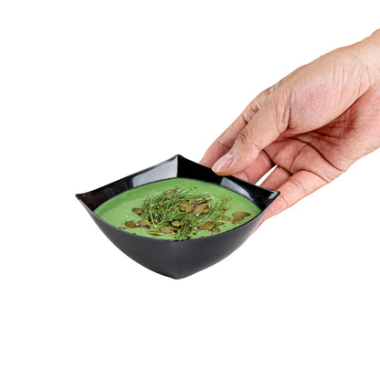 Moderna 8 oz Square Black Plastic Bowl - 4 1/2" x 4 1/2" x 2" - 100 count box