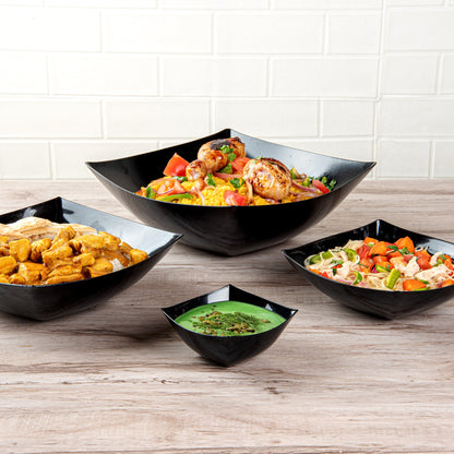 Moderna 8 oz Square Black Plastic Bowl - 4 1/2" x 4 1/2" x 2" - 100 count box