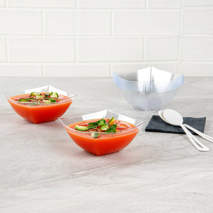 Moderna 8 oz Square Clear Plastic Bowl - 4 1/2" x 4 1/2" x 2" - 10 count box