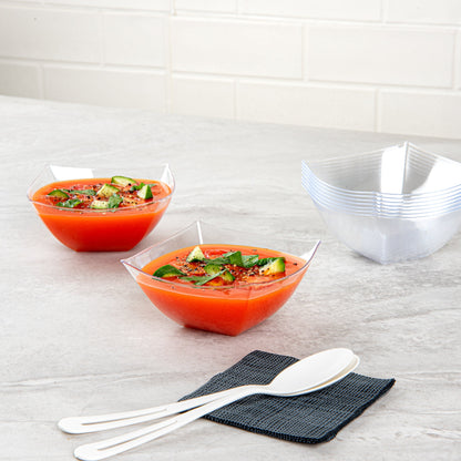 Moderna 8 oz Square Clear Plastic Bowl - 4 1/2" x 4 1/2" x 2" - 10 count box