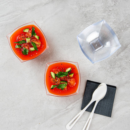 Moderna 8 oz Square Clear Plastic Bowl - 4 1/2" x 4 1/2" x 2" - 10 count box