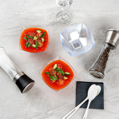 Moderna 8 oz Square Clear Plastic Bowl - 4 1/2" x 4 1/2" x 2" - 10 count box