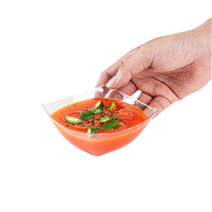 Moderna 8 oz Square Clear Plastic Bowl - 4 1/2" x 4 1/2" x 2" - 100 count box