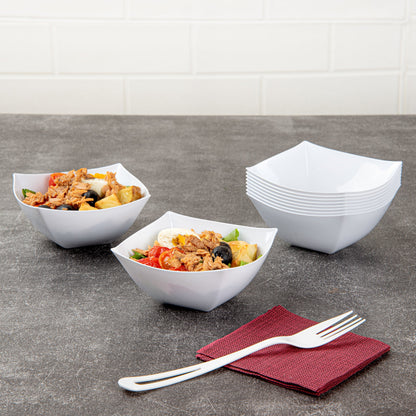 Moderna 8 oz Square White Plastic Bowl - 4 1/2" x 4 1/2" x 2" - 100 count box