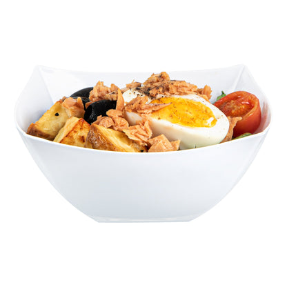 Moderna 8 oz Square White Plastic Bowl - 4 1/2" x 4 1/2" x 2" - 100 count box