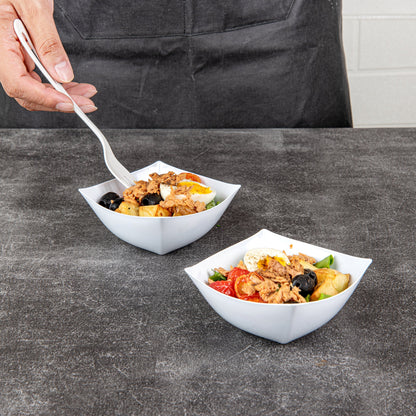 Moderna 8 oz Square White Plastic Bowl - 4 1/2" x 4 1/2" x 2" - 100 count box