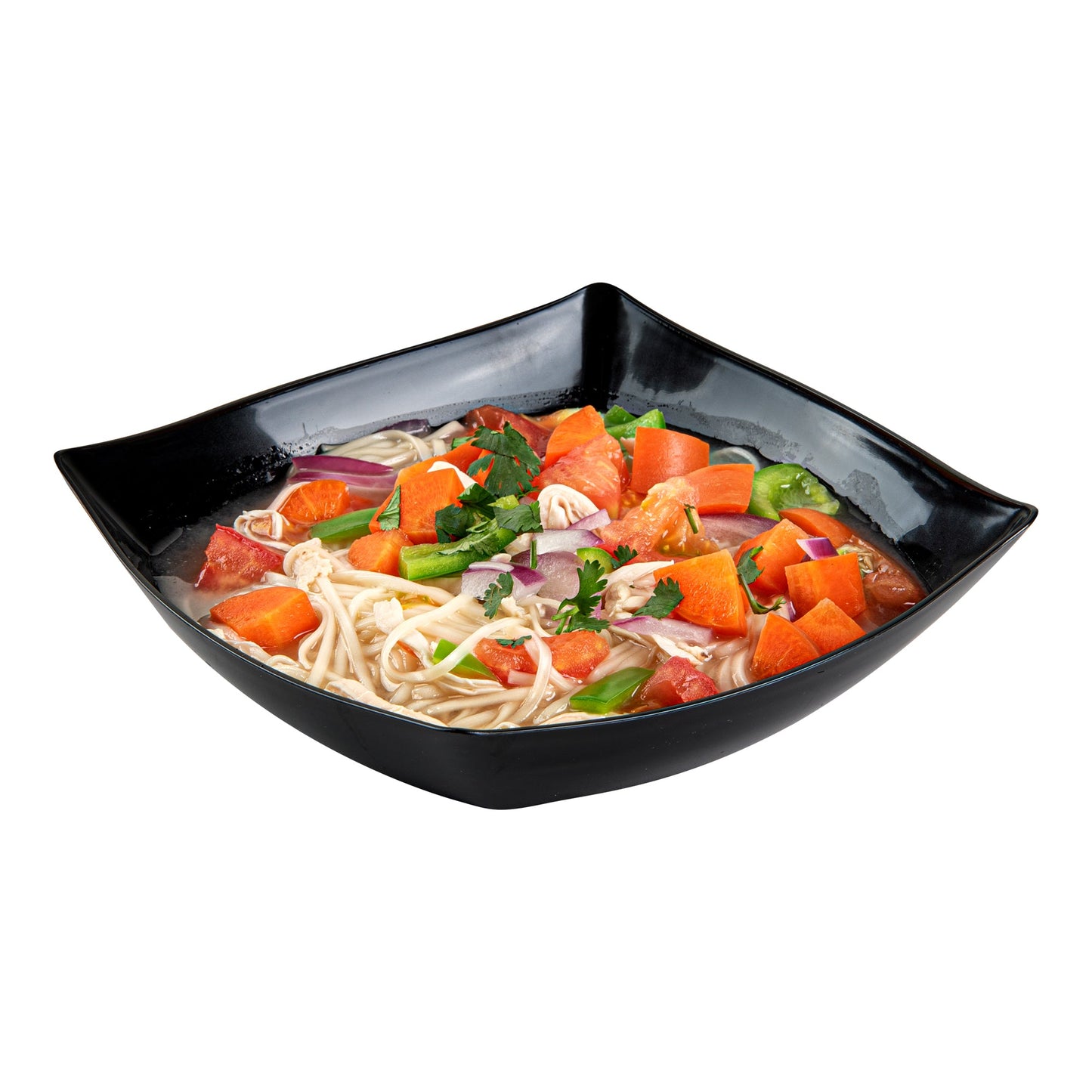Moderna 32 oz Square Black Plastic Bowl - 7 3/4" x 7 3/4" x 2 1/4" - 10 count box