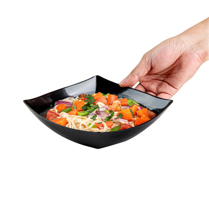 Moderna 32 oz Square Black Plastic Bowl - 7 3/4" x 7 3/4" x 2 1/4" - 10 count box