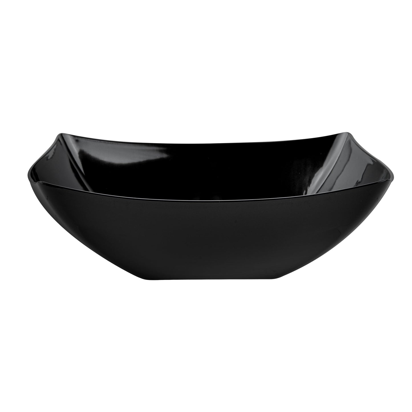 Moderna 32 oz Square Black Plastic Bowl - 7 3/4" x 7 3/4" x 2 1/4" - 10 count box