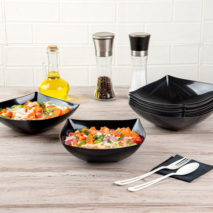 Moderna 32 oz Square Black Plastic Bowl - 7 3/4" x 7 3/4" x 2 1/4" - 100 count box