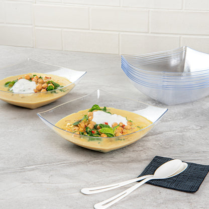 Moderna 32 oz Square Clear Plastic Bowl - 7 3/4" x 7 3/4" x 2 1/4" - 100 count box