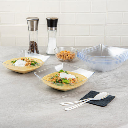 Moderna 32 oz Square Clear Plastic Bowl - 7 3/4" x 7 3/4" x 2 1/4" - 100 count box