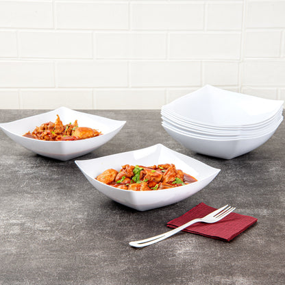 Moderna 32 oz Square White Plastic Bowl - 7 3/4" x 7 3/4" x 2 1/4" - 10 count box