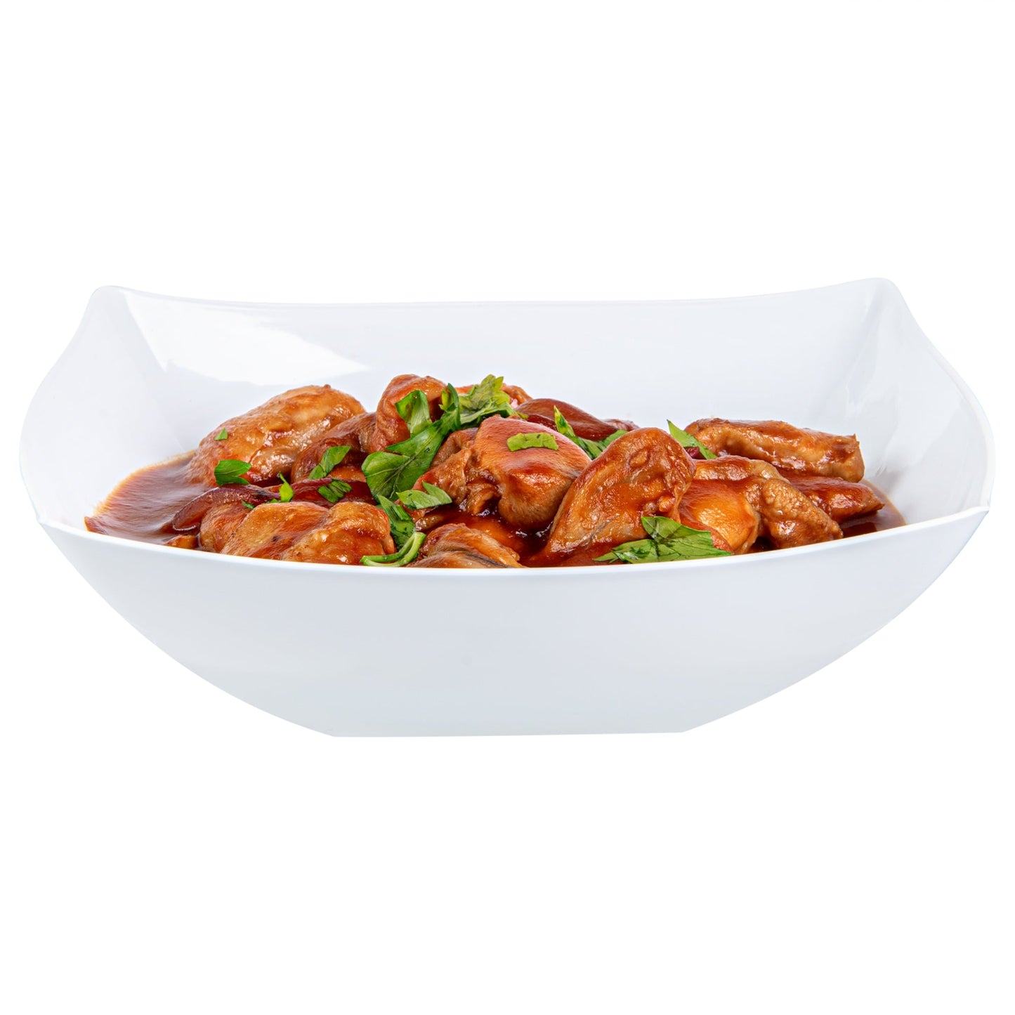 Moderna 32 oz Square White Plastic Bowl - 7 3/4" x 7 3/4" x 2 1/4" - 10 count box