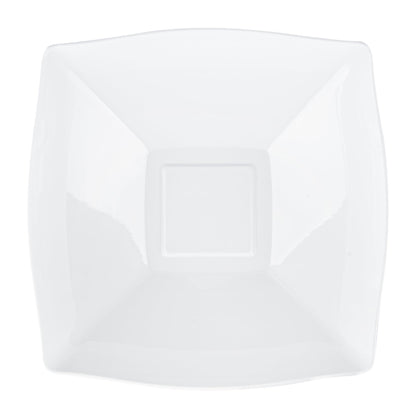 Moderna 32 oz Square White Plastic Bowl - 7 3/4" x 7 3/4" x 2 1/4" - 10 count box