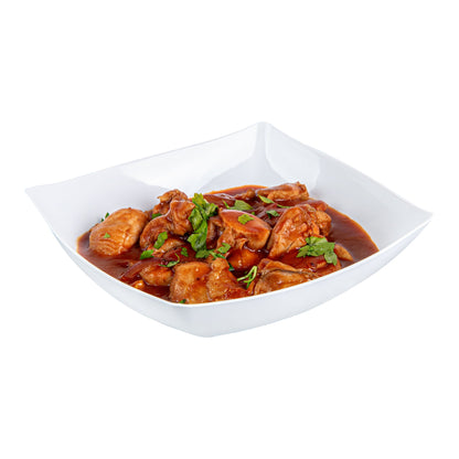 Moderna 32 oz Square White Plastic Bowl - 7 3/4" x 7 3/4" x 2 1/4" - 100 count box